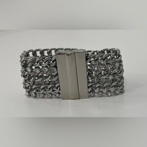 Silver-Tone Chain Bracelet with Magnetic Closure
